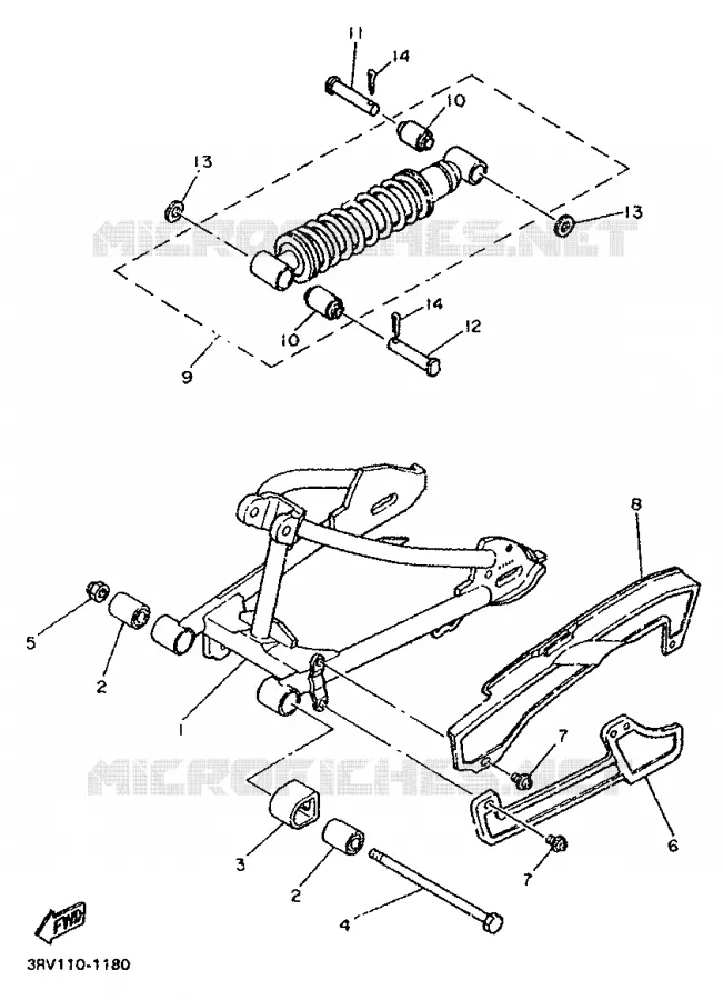 AMORTISSEUR ARRIERE / BRAS OSCILLANT Yamaha MOTO 80 1994 PW  PW80