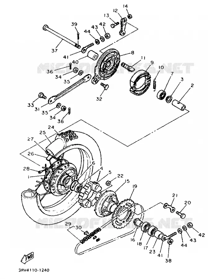 ROUE ARRIERE Yamaha MOTO 80 1995 PW  PW80