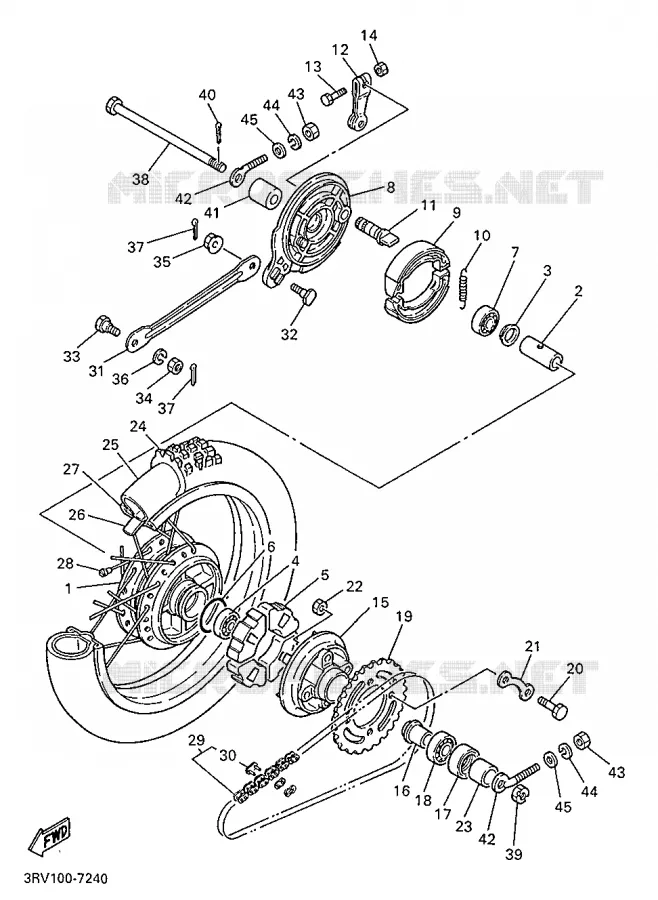 ROUE ARRIERE Yamaha MOTO 80 1997 PW  PW80