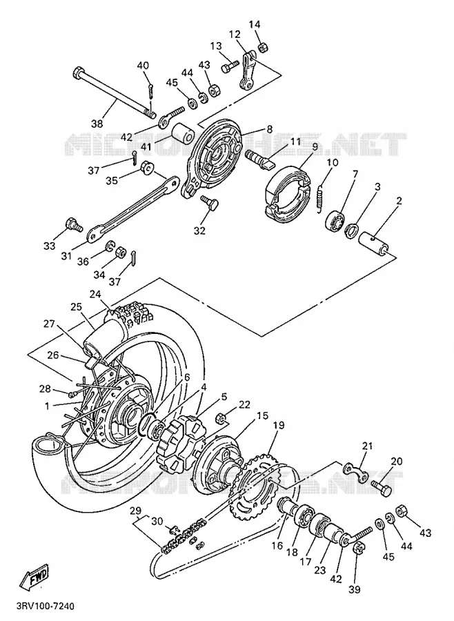ROUE ARRIERE Yamaha MOTO 80 1998 PW  PW80