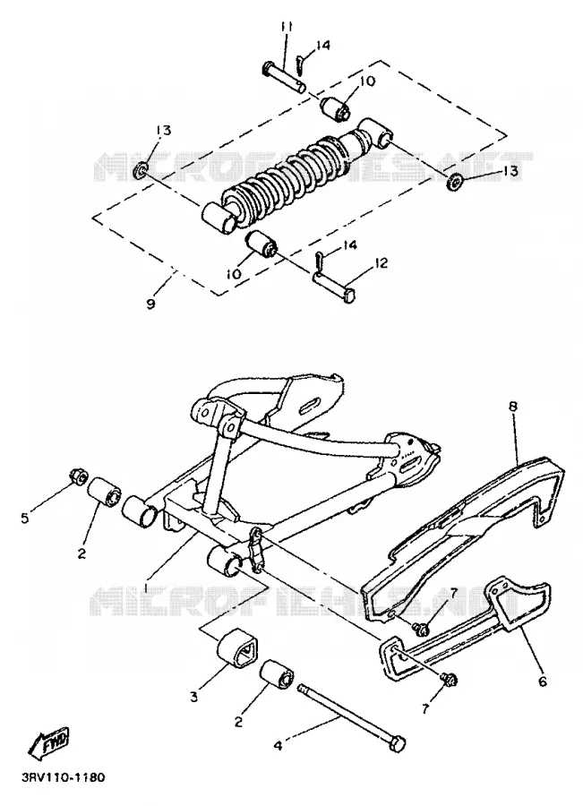 BRAS OSCILLANT / AMORTISSEUR Yamaha MOTO 80 1998 PW  PW80