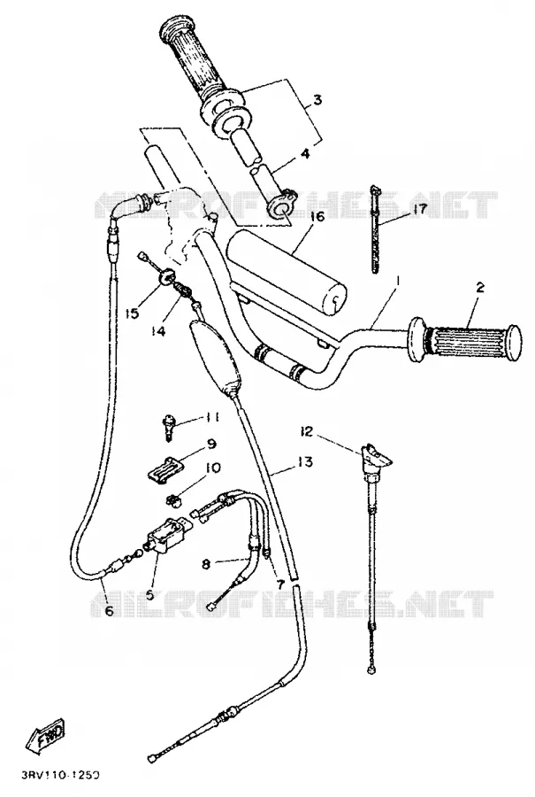 GUIDON ET CABLES Yamaha MOTO 80 1998 PW  PW80
