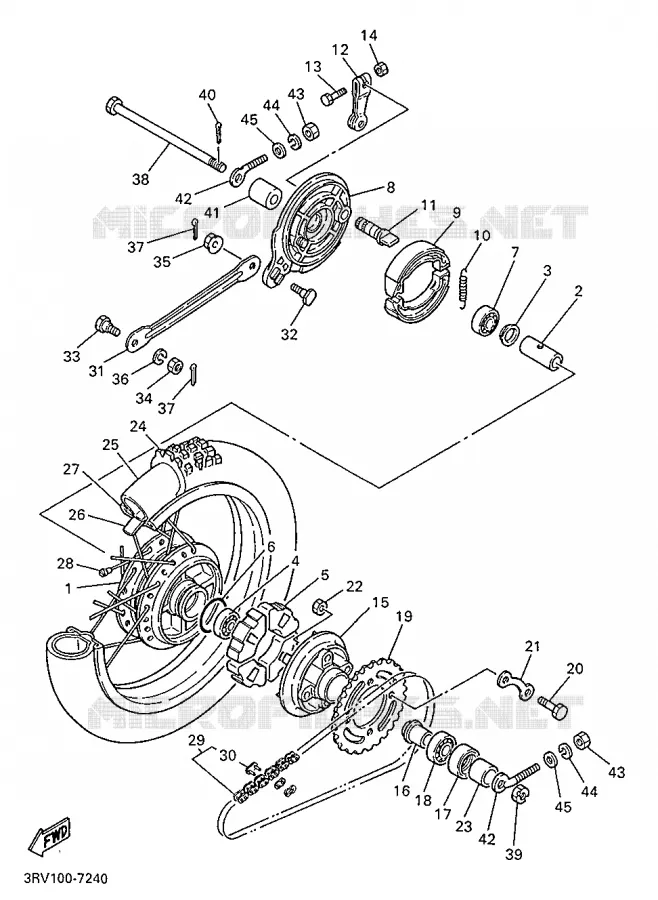 ROUE ARRIERE Yamaha MOTO 80 1998 PW  PW80