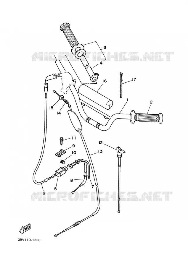 GUIDON ET CABLES Yamaha MOTO 80 2009 PW  PW80Y