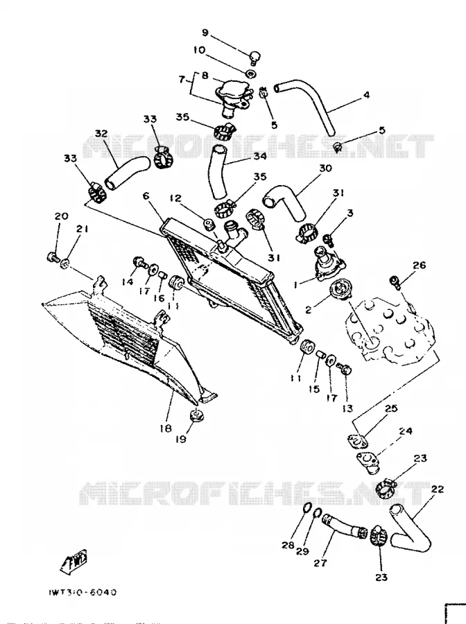 RADIATEUR / DURITES Yamaha MOTO 350 1991 RDLC  RD350LC