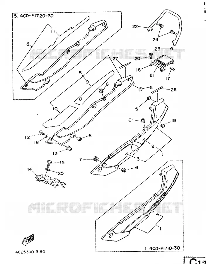 COUVERCLE LATERAL Yamaha MOTO 350 1992 RDLC  RD350LC