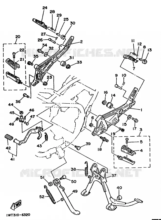 SUPPORT / REPOSE PIEDS Yamaha MOTO 350 1986 RDLC  RD350LCF