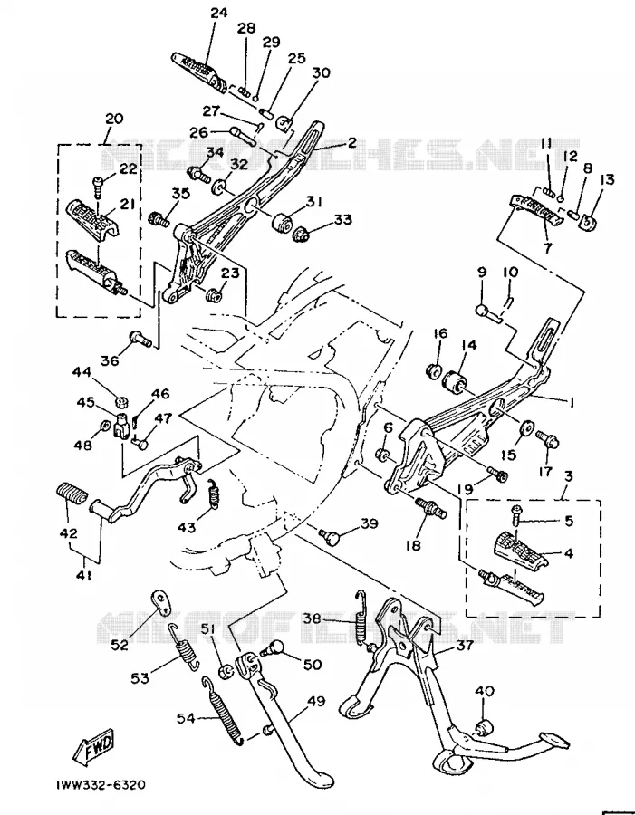 SUPPORT / REPOSE PIEDS Yamaha MOTO 350 1986 RDLC  RD350LCF (37KW)