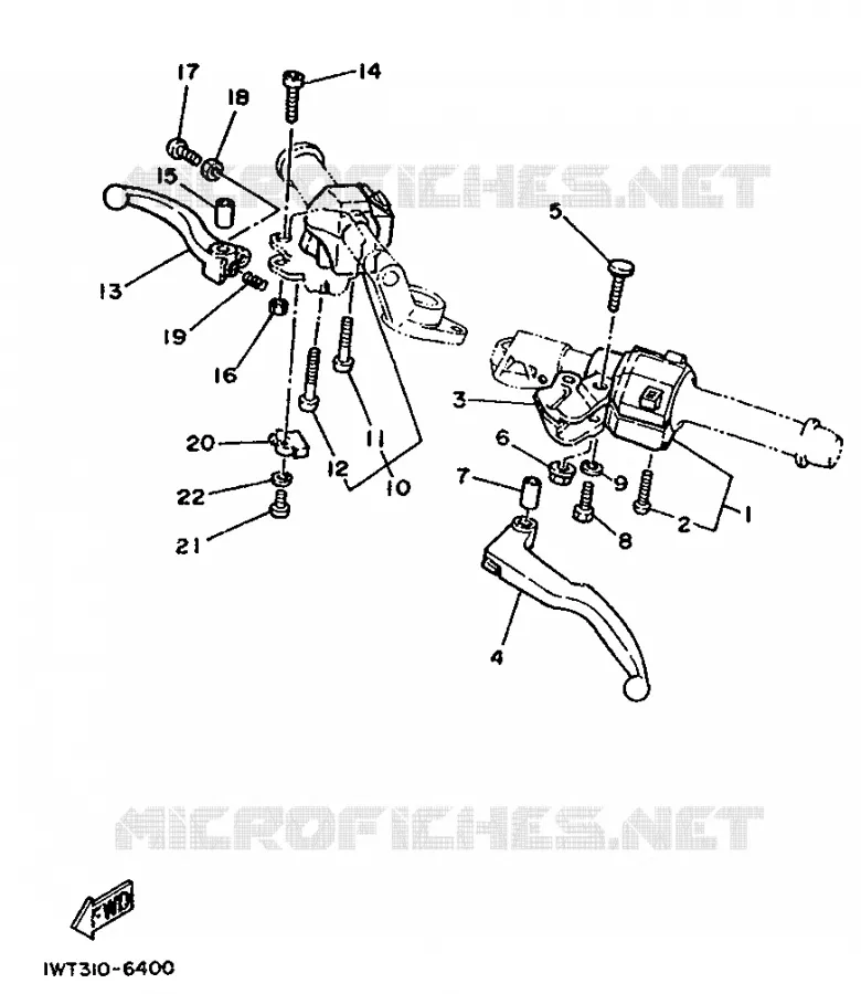 COMMODO / LEVIER Yamaha MOTO 350 1988 RDLC  RD350LCF (37KW)