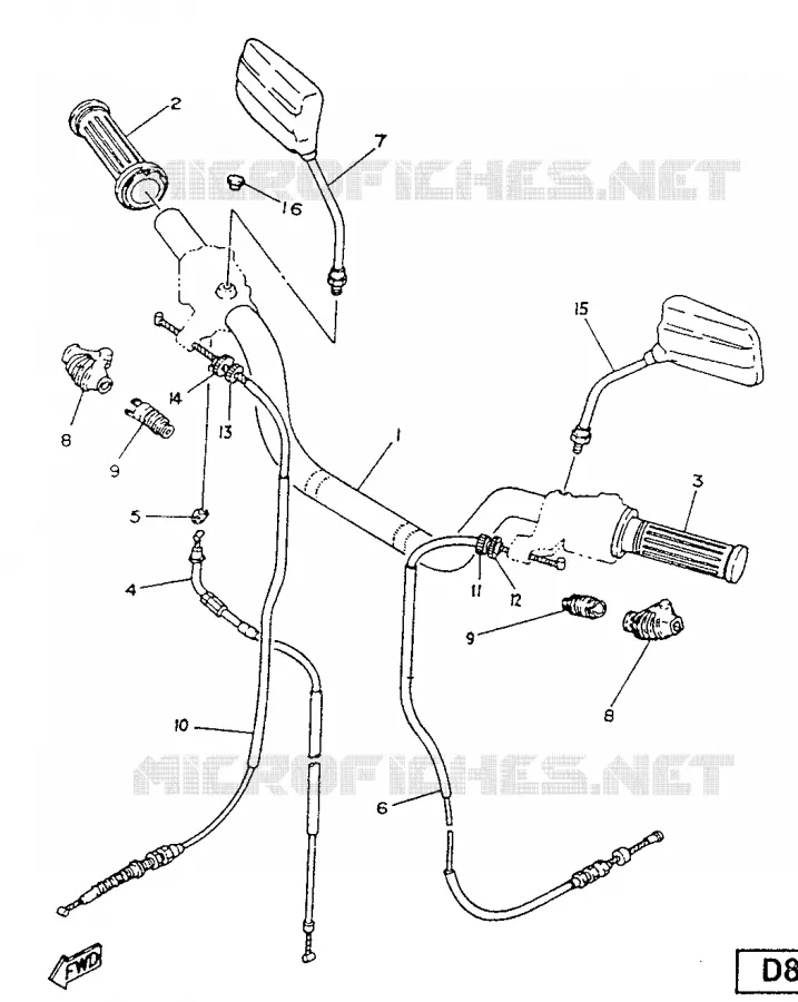 GUIDON ET CABLES Yamaha MOTO 125 1987 SR  SR125