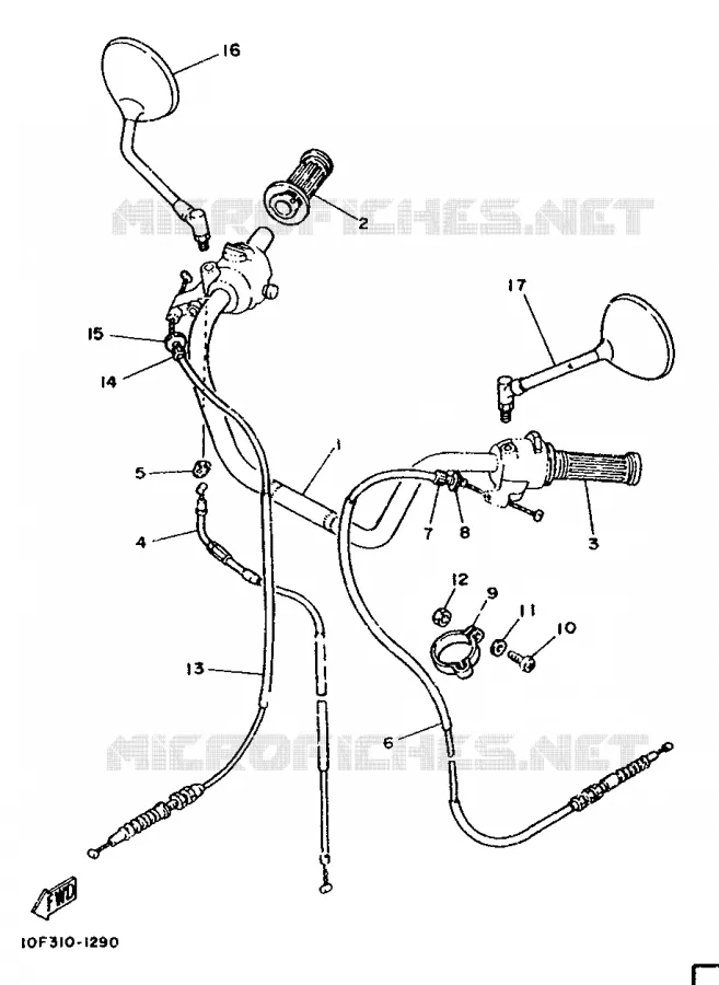 GUIDON ET CABLES Yamaha MOTO 125 1989 SR  SR125