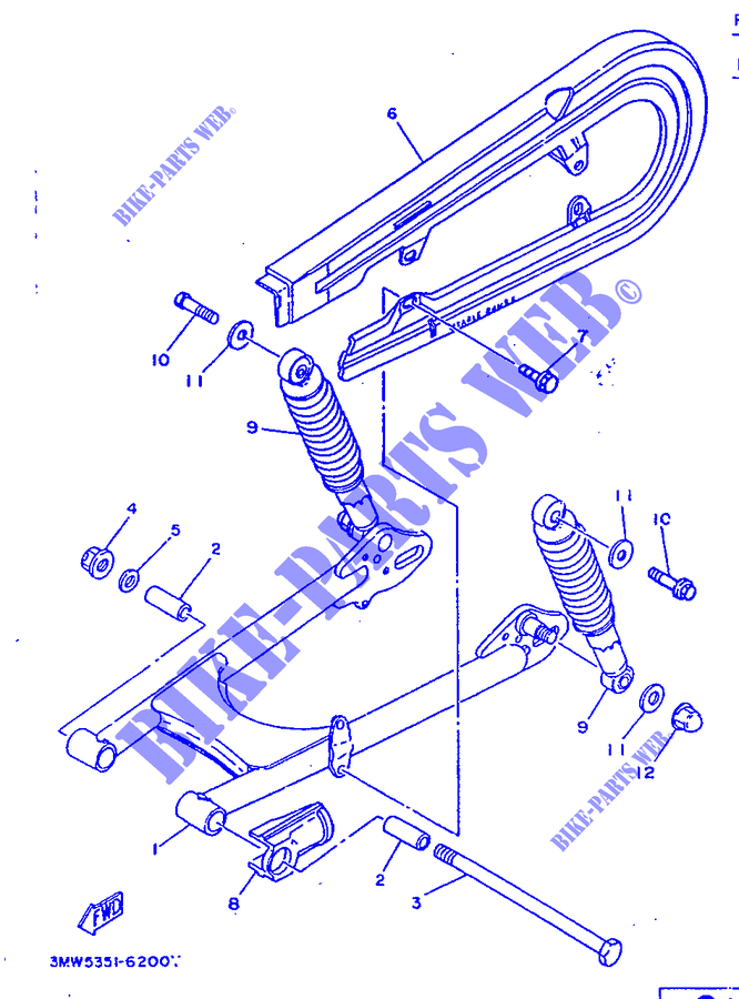 BRAS OSCILLANT / AMORTISSEUR pour Yamaha SR125 de 1997