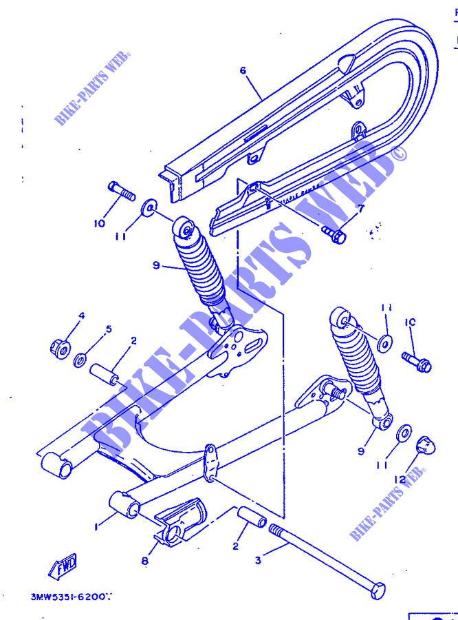 BRAS OSCILLANT / AMORTISSEUR pour Yamaha SR125 de 1997