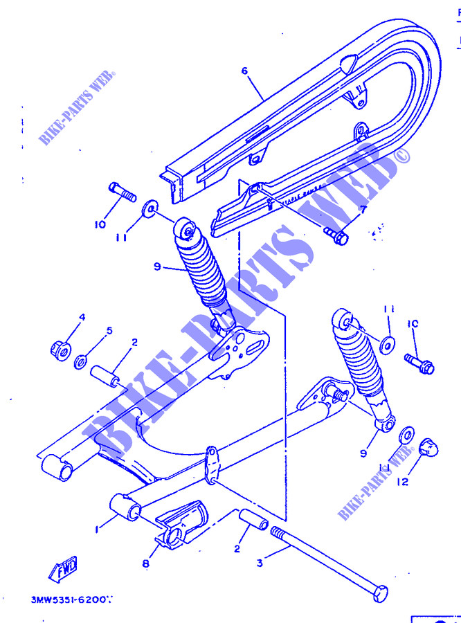 BRAS OSCILLANT / AMORTISSEUR pour Yamaha SR125 de 1998
