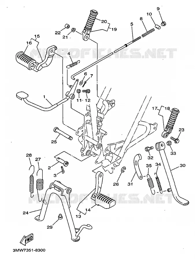 SUPPORT / REPOSE PIEDS Yamaha MOTO 125 1998 SR  SR125