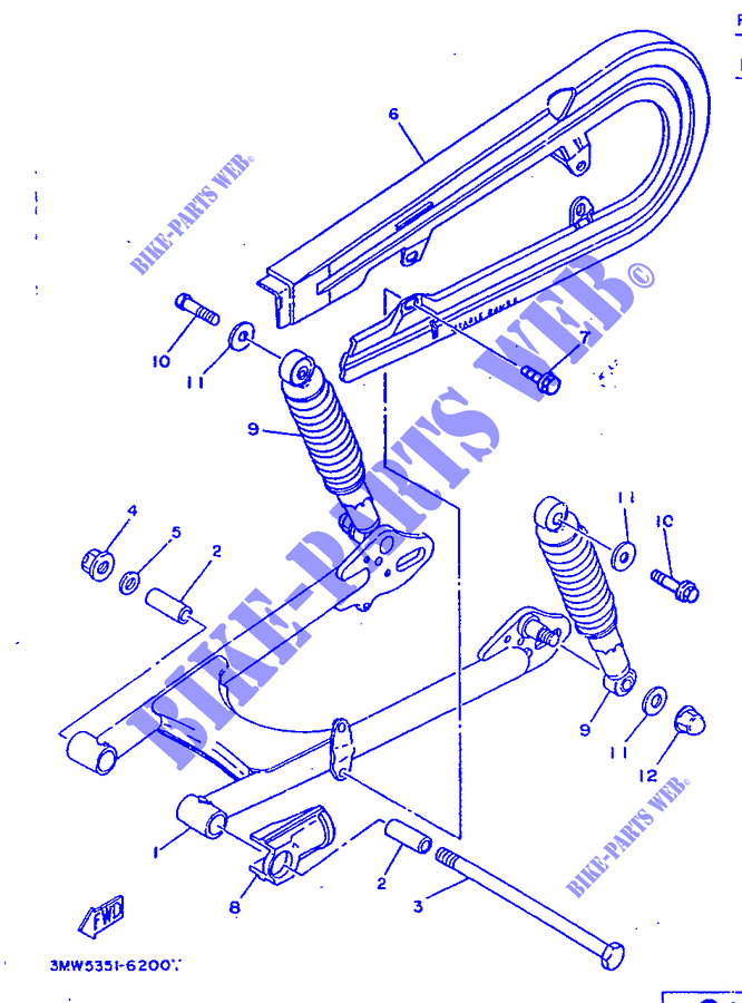 BRAS OSCILLANT / AMORTISSEUR pour Yamaha SR125 de 1999