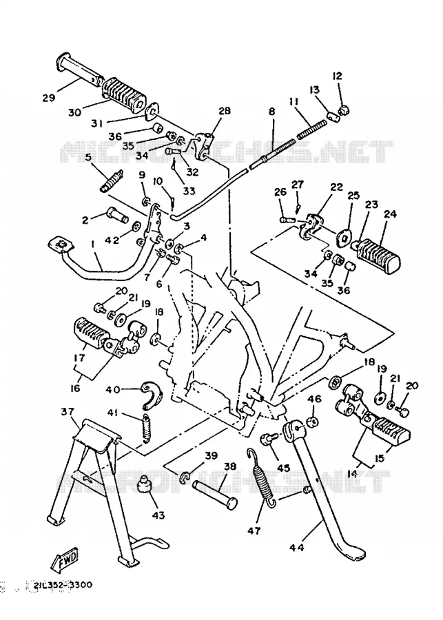 SUPPORT / REPOSE PIEDS Yamaha MOTO 250 1991 SR  SR250