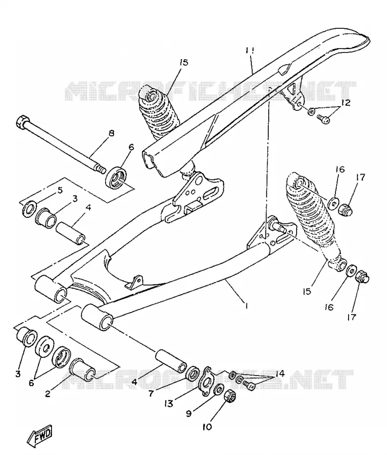 BRAS OSCILLANT / AMORTISSEUR Yamaha MOTO 250 1996 SR  SR250