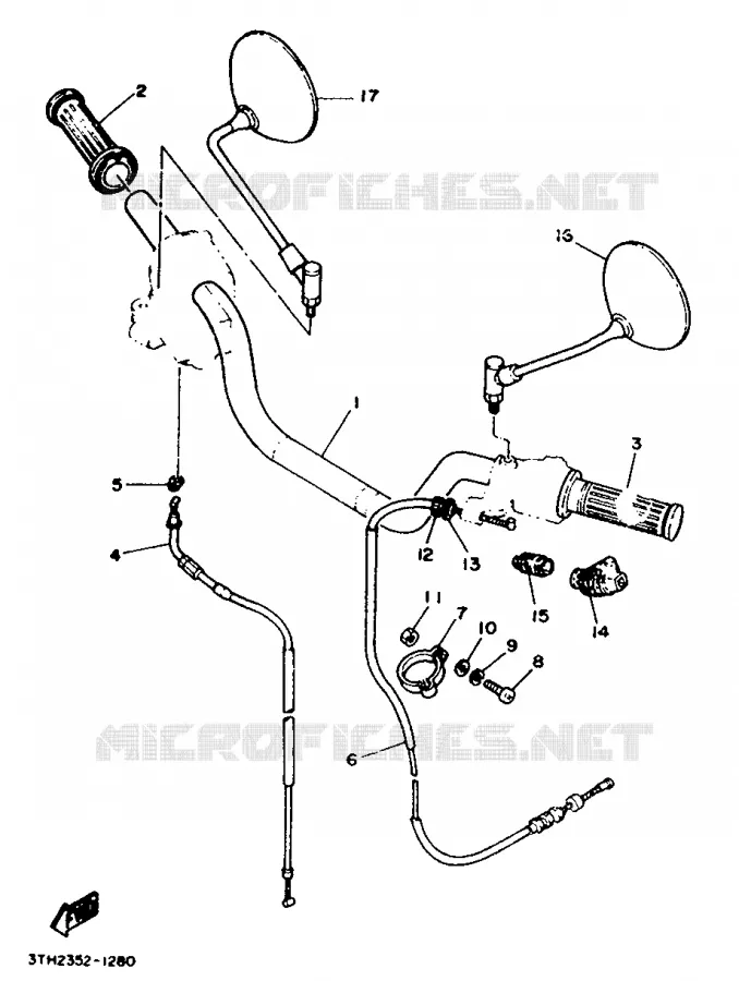 GUIDON ET CABLES Yamaha MOTO 250 1990 SR  SR250SP
