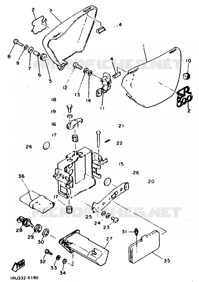 COUVERCLE LATERAL Yamaha MOTO 500 1987 SR  SR500