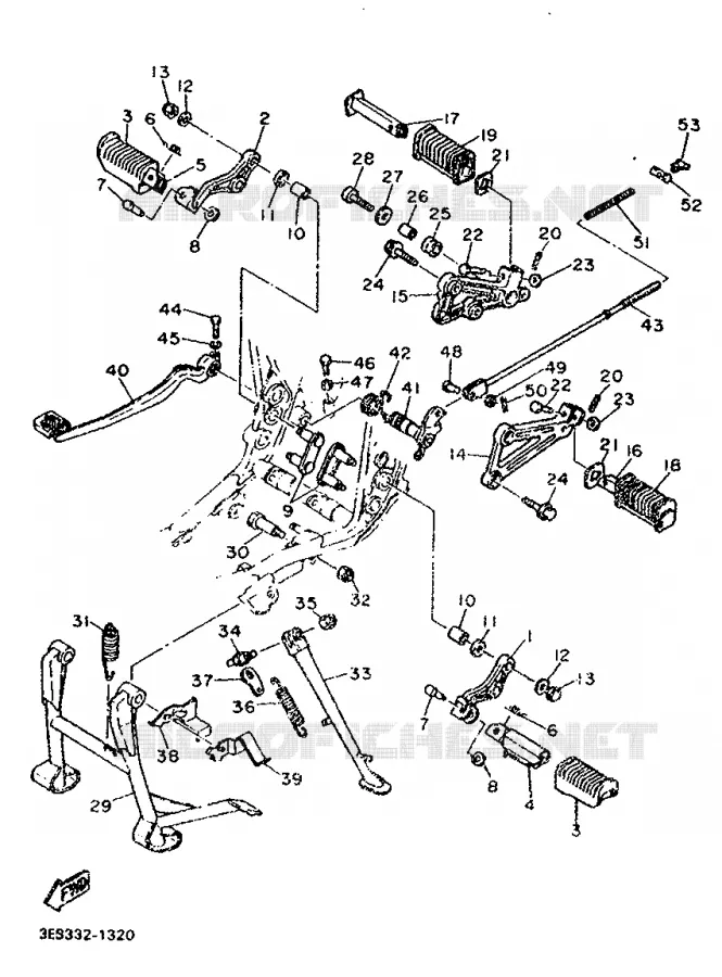 SUPPORT / REPOSE PIEDS Yamaha MOTO 500 1992 SR  SR500