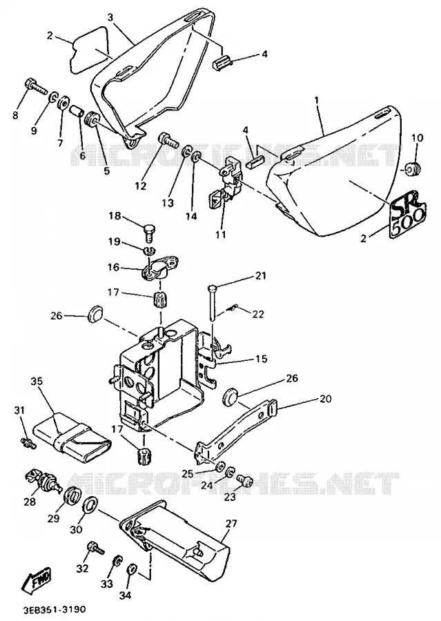 COUVERCLE LATERAL Yamaha MOTO 500 1993 SR  SR500
