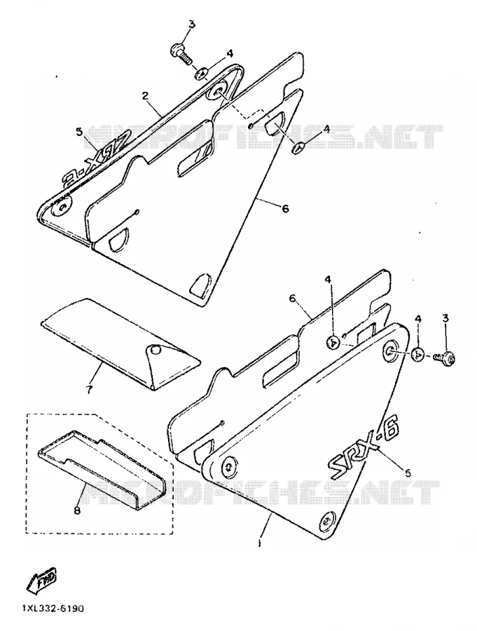 COUVERCLE LATERAL Yamaha MOTO 600 1987 SRX  SRX600H (33.1KW