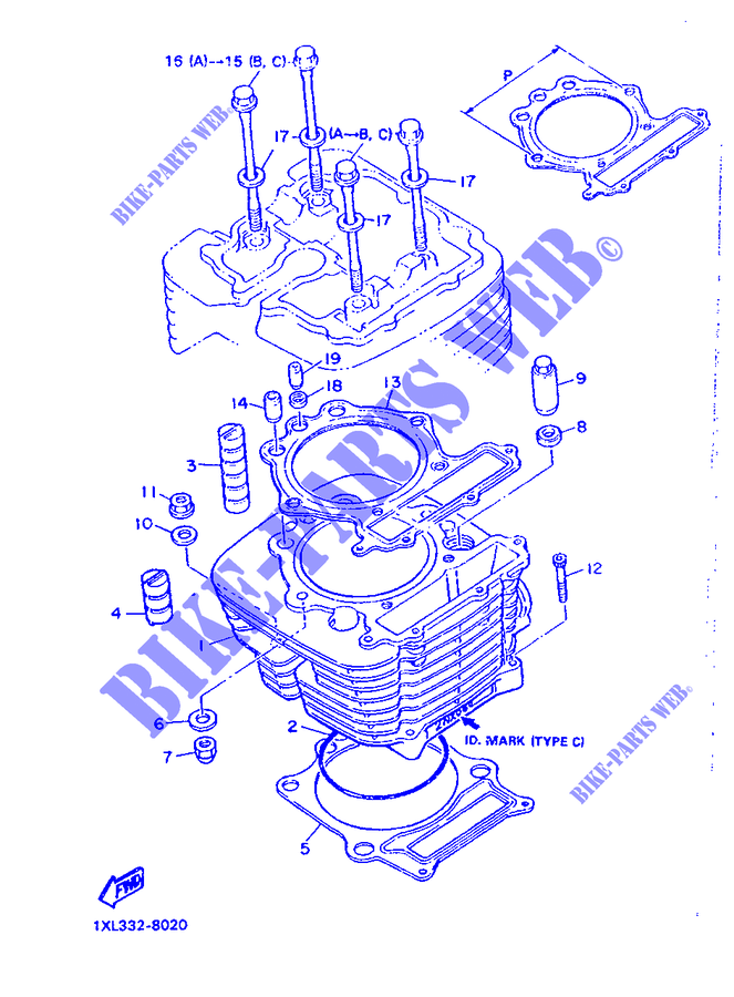 CYLINDRE pour Yamaha SRX600H (33.1KW de 1987