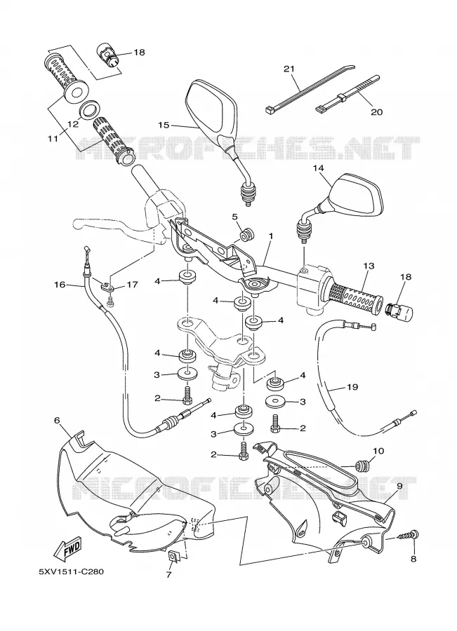 GUIDON ET CABLES Yamaha SCOOTER 110 2004 CRYPTON  T110
