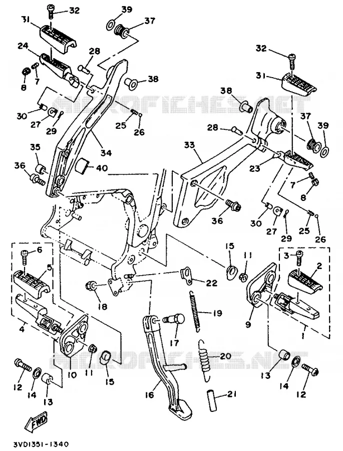 SUPPORT / REPOSE PIEDS Yamaha MOTO 850 1991 TDM  TDM850