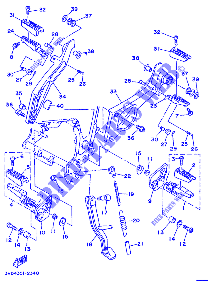 SUPPORT / REPOSE PIEDS pour Yamaha TDM850 de 1992