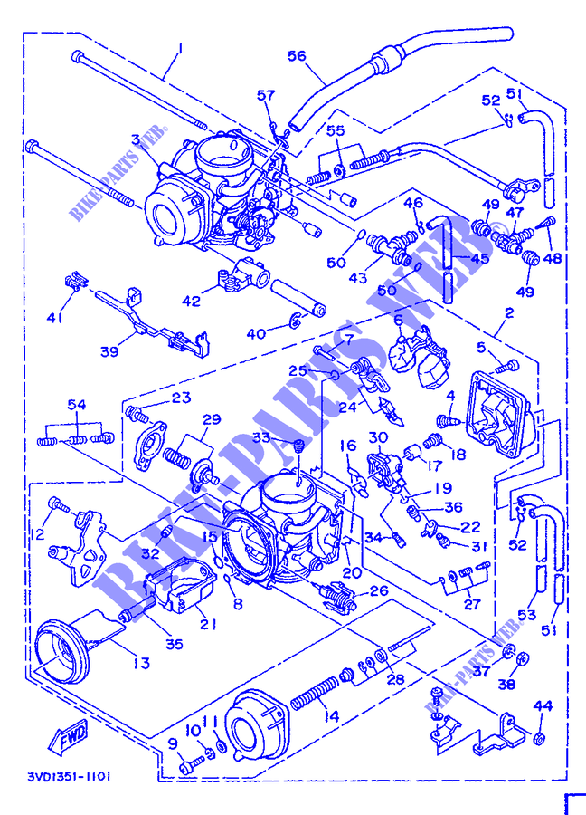 CARBURATEUR pour Yamaha TDM850 de 1993