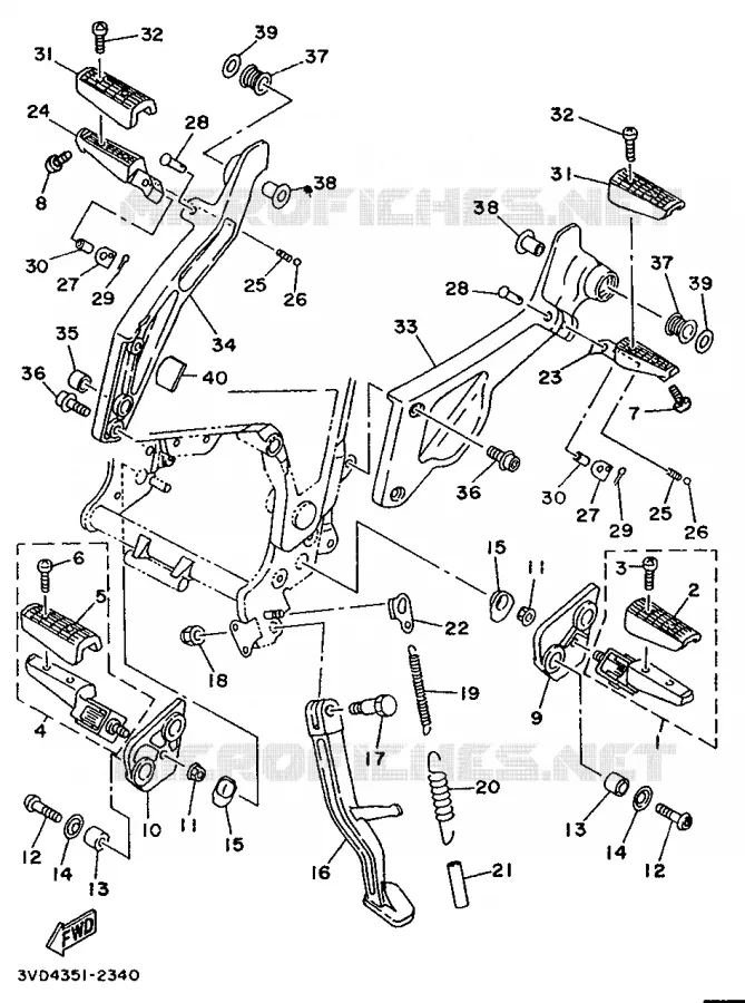 SUPPORT / REPOSE PIEDS Yamaha MOTO 850 1994 TDM  TDM850
