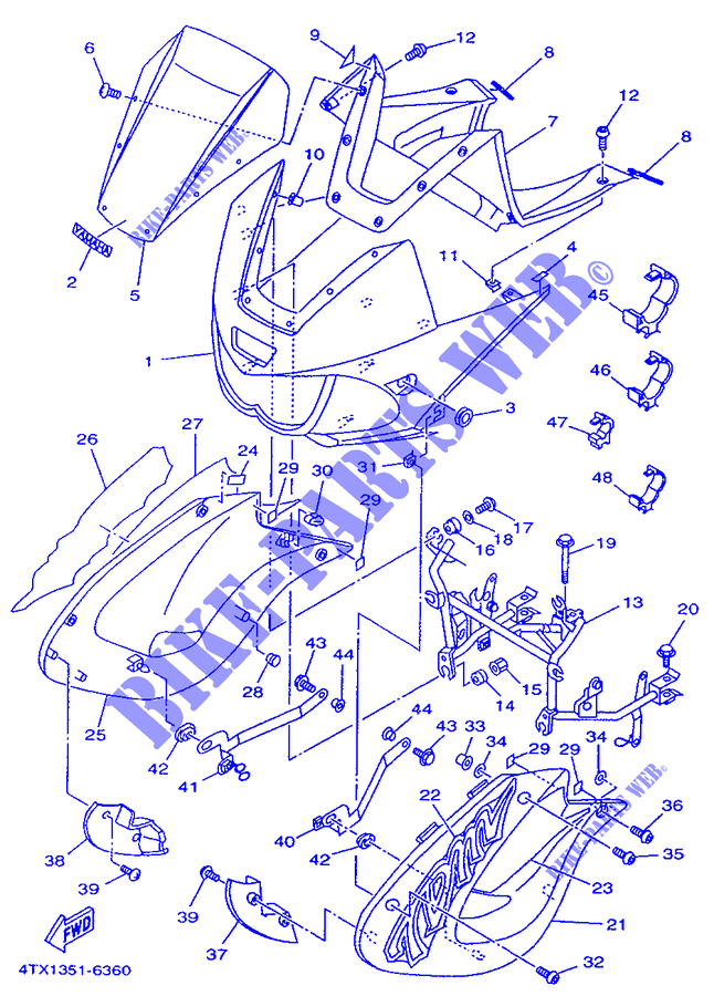 CARENAGES 1  pour Yamaha TDM850 de 1998