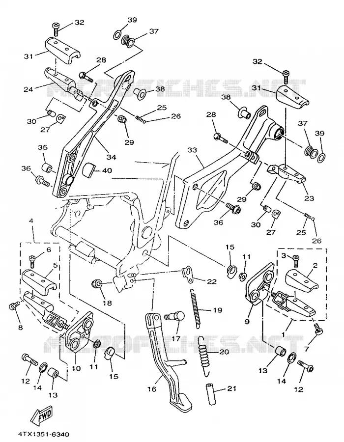 SUPPORT / REPOSE PIEDS Yamaha MOTO 850 1998 TDM  TDM850