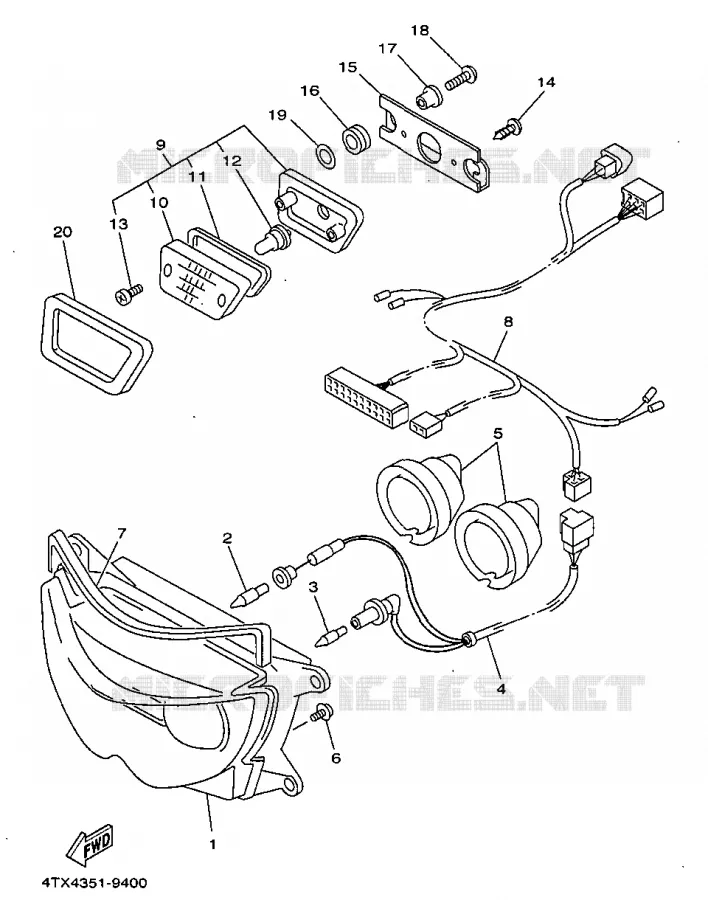 PHARE  Yamaha MOTO 850 1999 TDM  TDM850