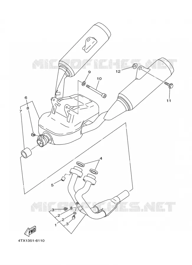 ECHAPPEMENT Yamaha MOTO 850 2000 TDM  TDM850