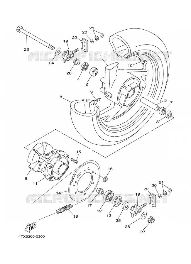 ROUE ARRIERE Yamaha MOTO 850 2000 TDM  TDM850