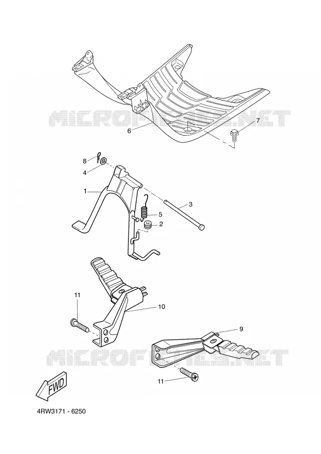 SUPPORT / REPOSE PIEDS Yamaha SCOOTER 50 2001 BOOSTER  CW50 ZUMA