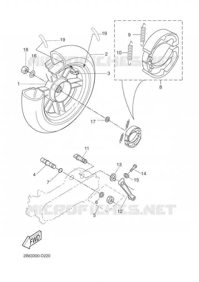 ROUE ARRIERE Yamaha SCOOTER 50 2004 BW'S  CW50L