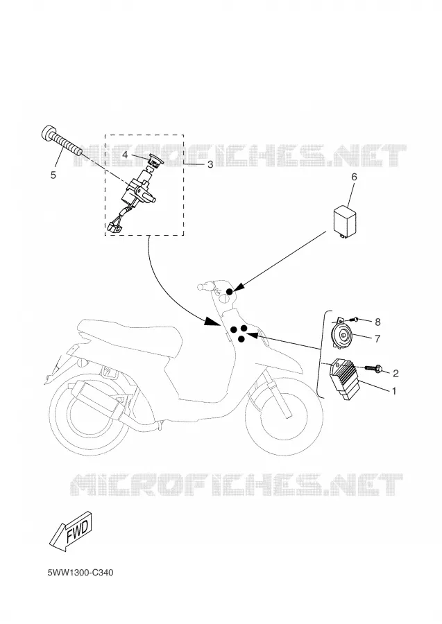PARTIE ELECTRIQUE 1 Yamaha SCOOTER 50 2004 BW'S  CW50L