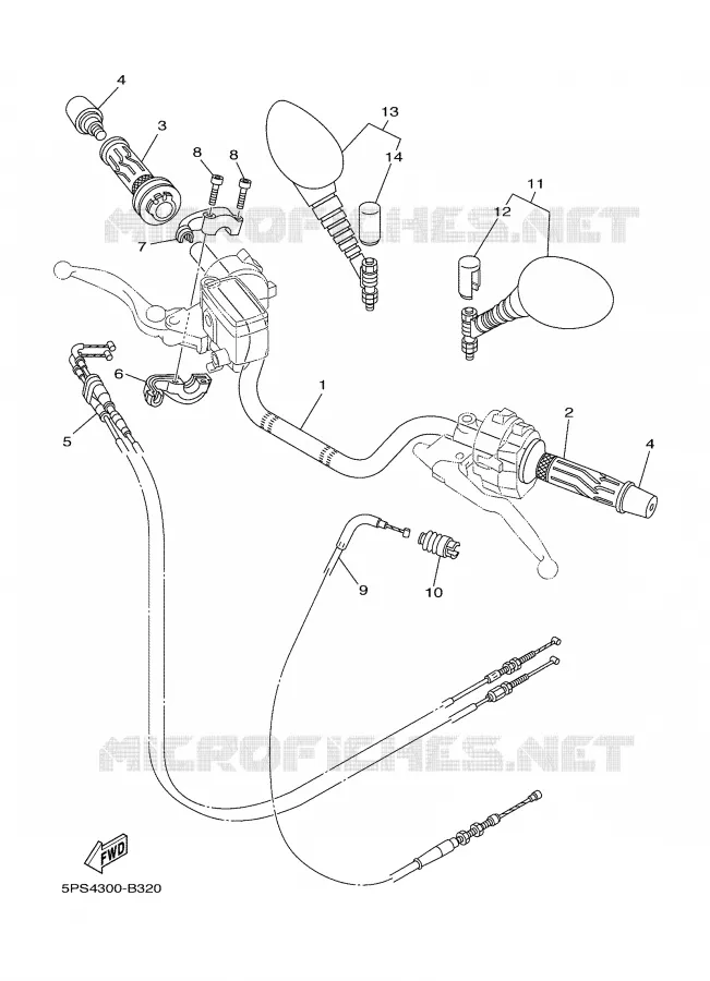 GUIDON ET CABLES Yamaha MOTO 900 2008 TDM  TDM900X
