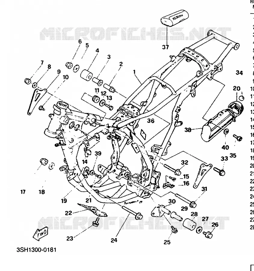 CADRE Yamaha MOTO 125 1991 TDR  TDR125