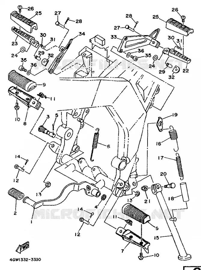 SUPPORT / REPOSE PIEDS Yamaha MOTO 125 1993 TDR  TDR125