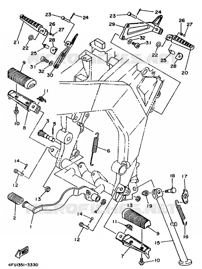 SUPPORT / REPOSE PIEDS - GRECE Yamaha MOTO 125 1994 TDR  TDR125