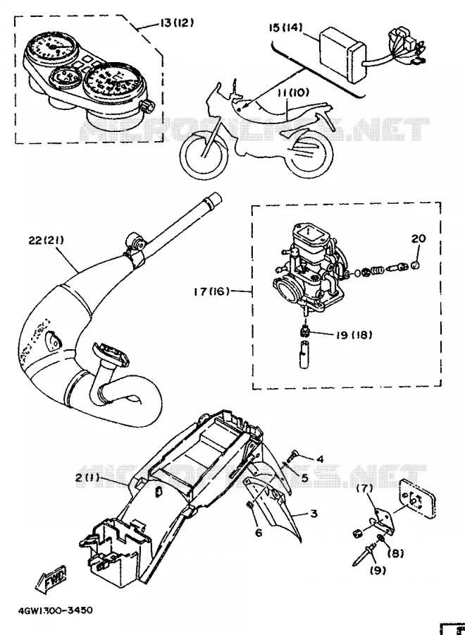 PIÈCES OPTIONNELLES - PARTIE CYCLE - AUTRICHE Yamaha MOTO 125 1994 TDR  TDR125