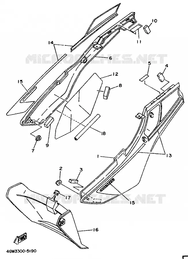 COUVERCLE LATERAL Yamaha MOTO 125 1995 TDR  TDR125