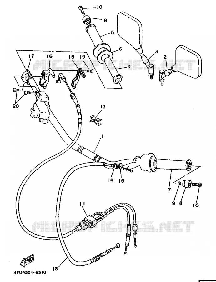 GUIDON ET CABLES Yamaha MOTO 125 1997 TDR  TDR125