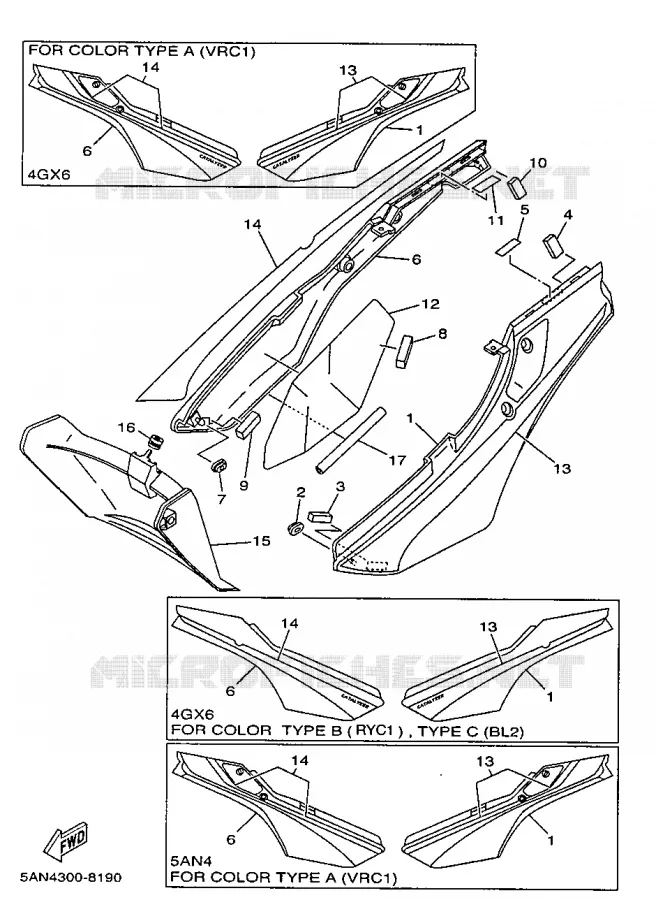 COUVERCLE LATERAL Yamaha MOTO 125 1998 TDR  TDR125