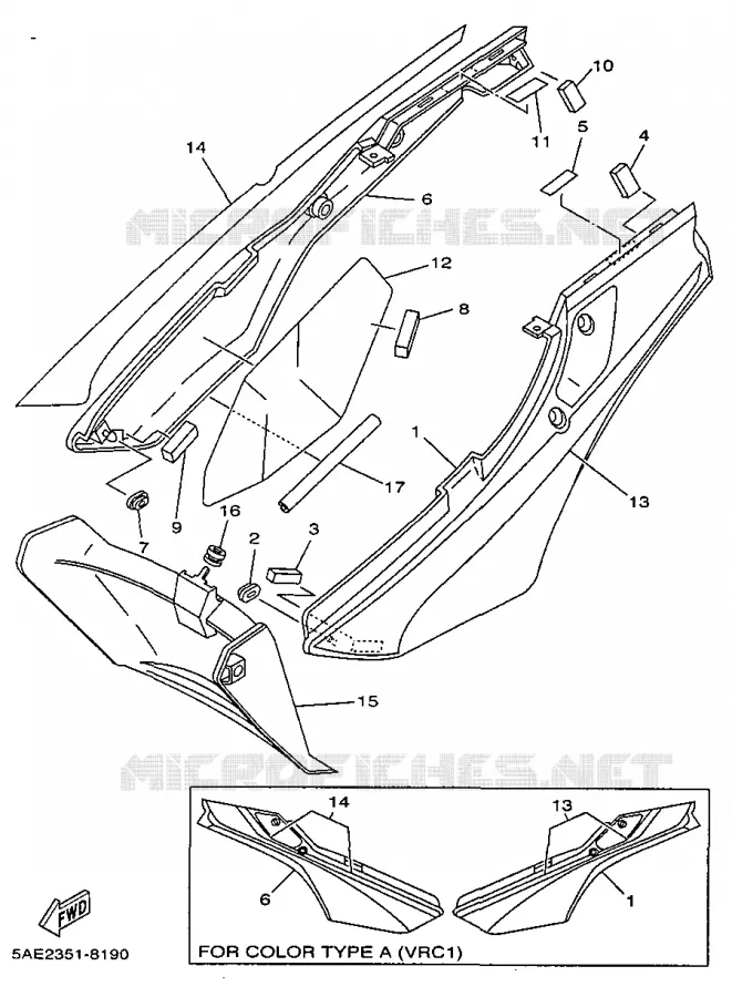 COUVERCLE LATERAL Yamaha MOTO 125 1998 TDR  TDR125